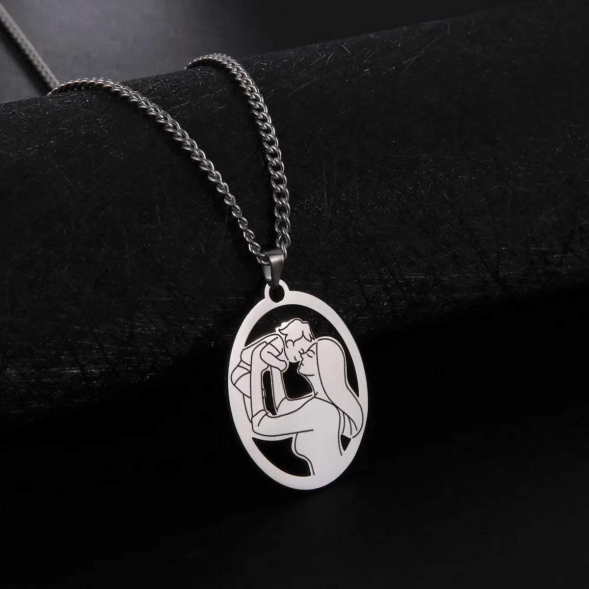 Elliptical Hollow Mother and Child Pendant