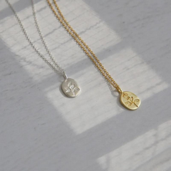 Rose Flower Oval Brand Necklace