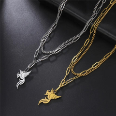 Phoenix Pendant Stainless Steel Double Layer