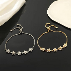 Luxury Style Flowers and Small Stars Brass Beads 2 Pcs Bracelets