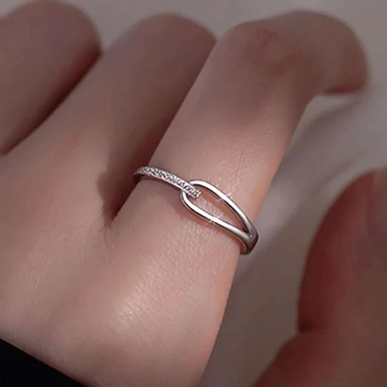 Minimalist Silver Color Engagement Ring