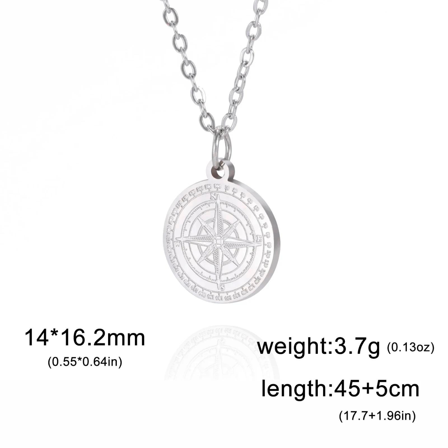 Compass Round Pendant Stainless Steel