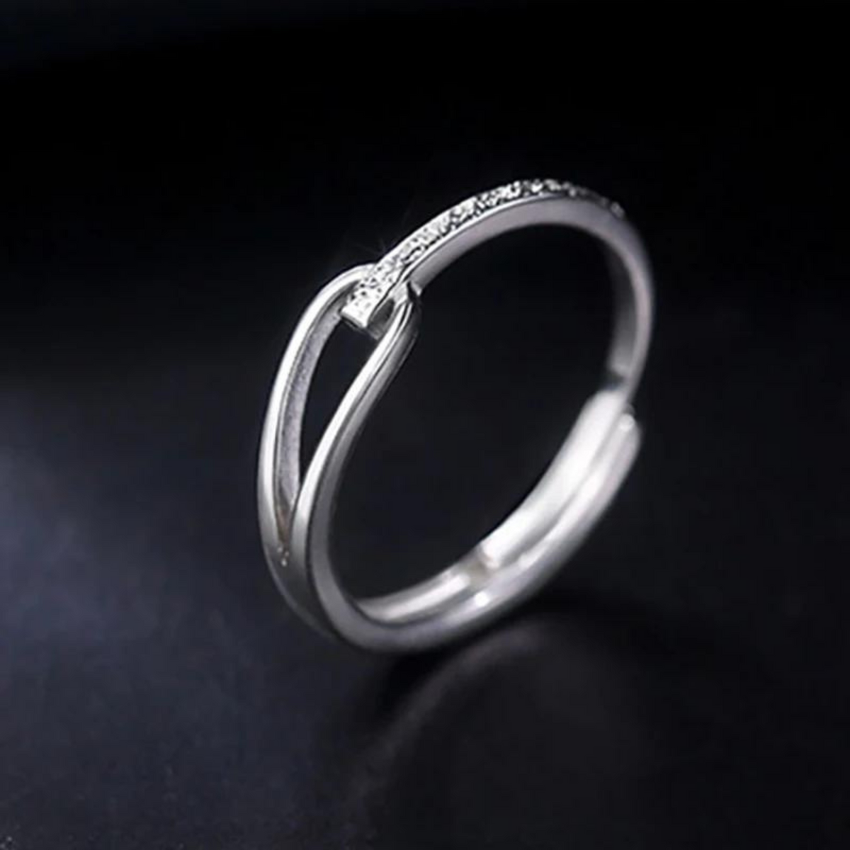 Minimalist Silver Color Engagement Ring