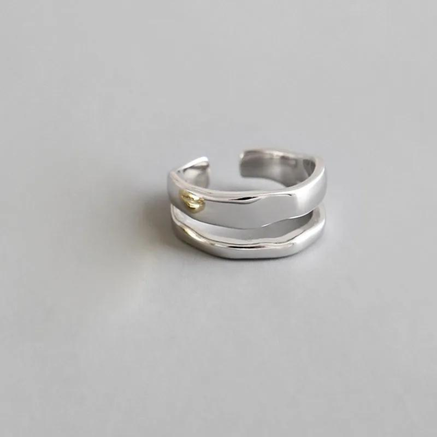 Elegant Twist Two Circle Ring for Women