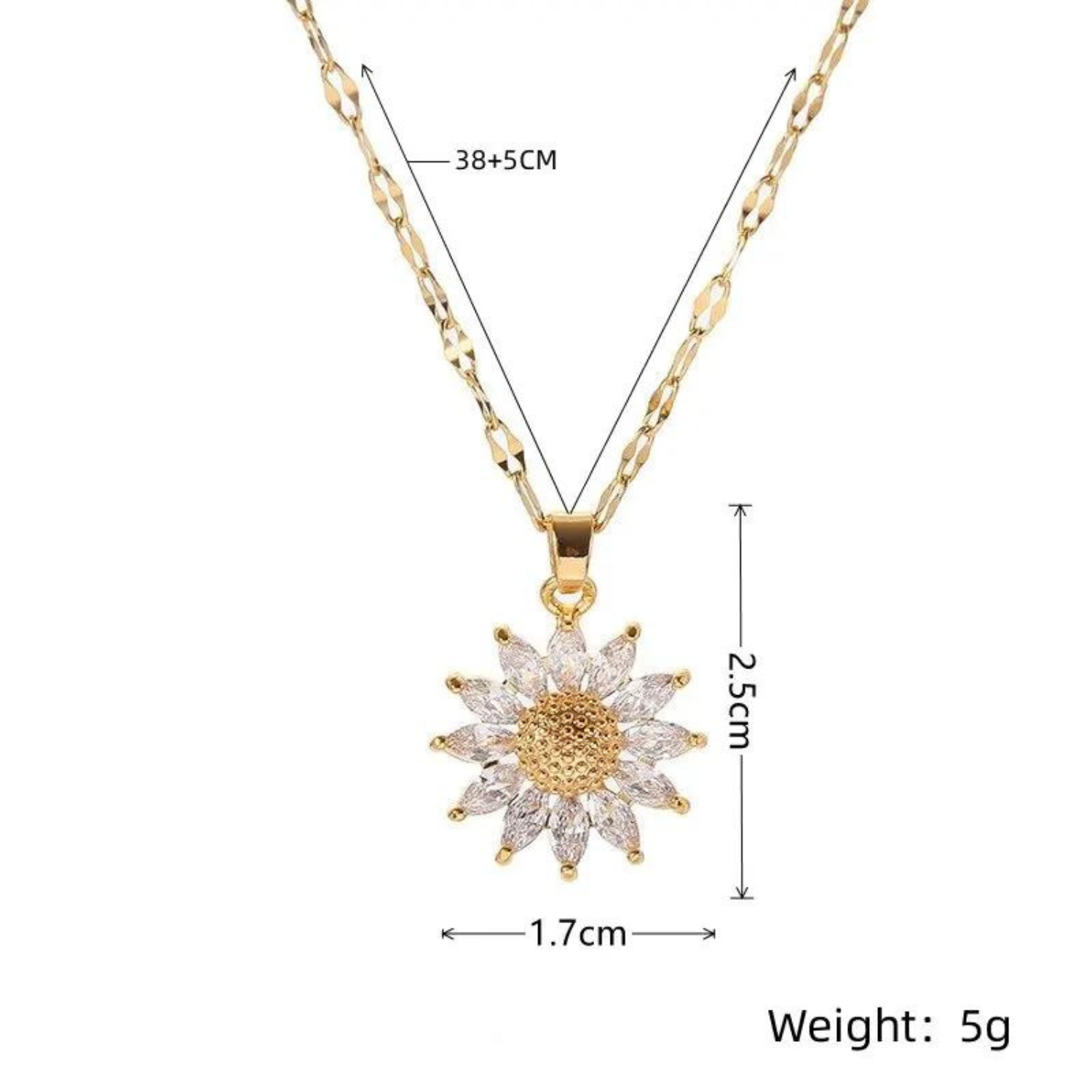 Luxury Flower Style Pendant Inlaid Zirconia Titanium Steel Chain Holiday Jewelry