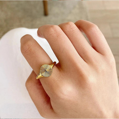 Minimalist Dainty Rays Texture Circle Ring